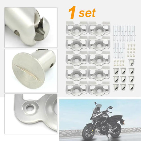 Zero Hassle 1/4 Turn Quick Release Fastener Kit with steel rivets and mounting plates for easy auto trim installation.