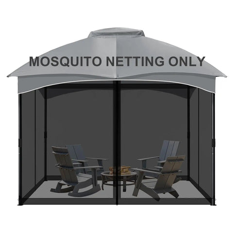 Replacement Gazebo Netting Screen 10x10 Universal Four Panel Rugged Mosquito Mesh Sidewalls With Double Zippers For Outdoor Patio Netting Only Fits Most 10x10 To 12x14 Gazebos And Canopies