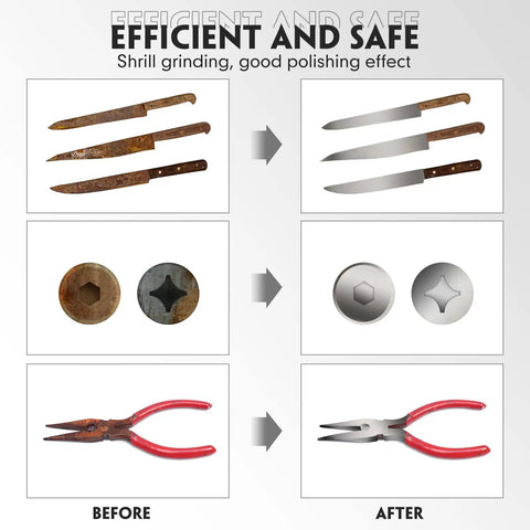 Before and after effects of 2 Inch 36 Grit Sanding Discs Pack Of 150 For Die Grinder Aluminum Oxide Discs on tools.