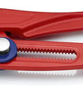 Red and blue Swedish Pattern Pipe Wrench With S Shape Fast Adjust And Self Locking Action, Quick Button Opening Direct On Workpiece