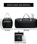 Foldable 75L Duffel Bag For Travel, Lightweight 30 Inch Carry On Alternative, Water Resistant Polyester size details