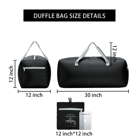 Foldable 75L Duffel Bag For Travel, Lightweight 30 Inch Carry On Alternative, Water Resistant Polyester size details