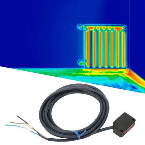 DC 12 24V NPN Infrared Photoelectric Sensor With 100mm Diffuse Reflection Detection For Automatic Equipment And Industrial Automation Applications For Packaging Lines And Conveyors In Manufacturing And Automation., black wired sensor with 1.9m cable