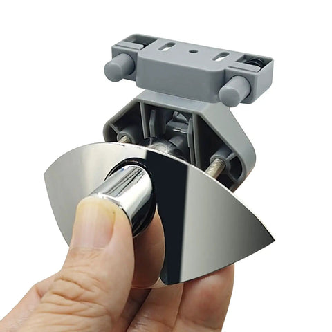 Kick Rattling Doors To The Curb With These Sleek Push Button Cabinet Handles That Keep Your Yacht Or Boat Drawers Secure And Tight, Ensuring Zero Spills No Matter How Rough The Waters Get While Adding A Clean Modern Look To Any Kitchen Cupboard Or - Close-up view of a chrome push button cabinet handle being held.