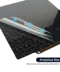 Dual Sided PEI 300x300 Build Plate With Smooth And Textured Surfaces showing protective film removal