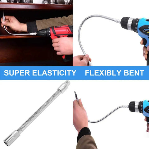 Flexible Socket Extension Bar Half Inch Ratchet Extension Rod With Springy Soft Shaft for difficult-to-reach fasteners and tight spots.