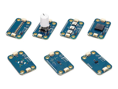 Electronic components from Plug And Make Starter Kit For Beginners Easy Start To Build Connected Projects And Learn Electronics And Coding.