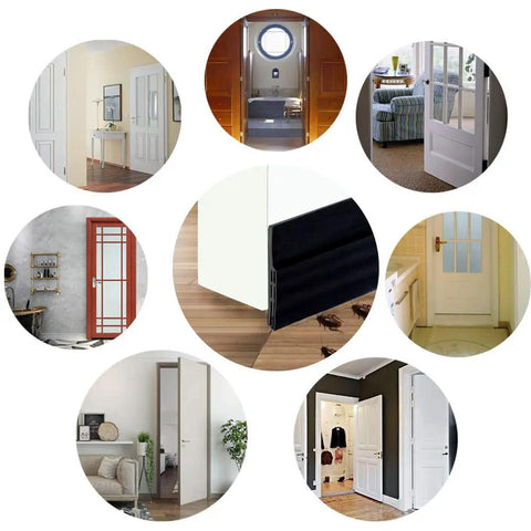 Self-Adhesive Door Sweep Draft Stopper For All Doors, 2 Inch Wide By 39 Inch Long, Black Rubber Weather Stripping Under Door Bottom