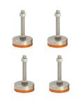 Four Pack Adjustable Leveling Feet For Furniture Cabinet And Workbench, Rust Resistant Iron With PVC Anti Slip Mat, 500 Kg Load, D80 M16 M20 Options With Various Lengths, Durable Striped Base For Tables, Cabinets, Plant Racks, four threaded feet