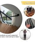 Heavy Duty Wrought Iron Stair Handrail For Indoor Outdoor Use Providing Solid As A Rock Support With Zero Hassle Diy Install In Classic Black Finish for stairs
