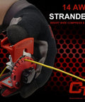 Hassle Free Portable Handheld Copper Wire Stripper for Scrap Wire Recycling shown stripping 14 AWG stranded wire