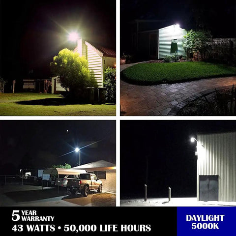 Dusk To Dawn LED Outdoor Lighting For Barn Security Yard And Parking Lot Flood Light That Slaps 43W 5000LM illuminating outdoor spaces
