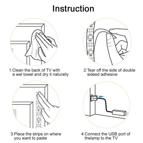 Instructions for LED TV Backlight Kit With Remote For 24 To 40 Inch TVs And PC Monitors 16 Colors And 4 Dynamic Modes 10 Brightness