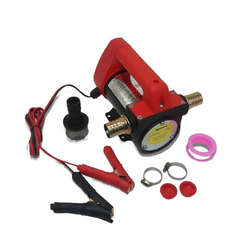 Self Priming Transfer Pump That Sucks Liquids Fast So You Can Drain Or Fill Any Tank Without The Hassle While Powering Bidirectional Fluid Flow For Cars And Trucks At 50 Liters Per Minute with accessories and connectors
