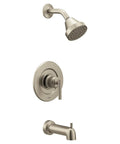 Gibson Dope Brushed Nickel Shower Trim Kit With Pressure Balance And Eco Performance Modern Design, Single Function Showerhead, Handle And Tub Spout, Posi Temp Valve Required, Valve 2510 Compatible visible