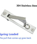 Privacy Pocket Door Lock With Pull In Stainless Steel 304, brushed nickel finish, showing spring-loaded flush handle.
