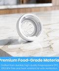 Rock Solid Replacement Collar Rings For Baby Bottles Secure Screw Lids No Spill Nipple Seals BPA Free 4 Pack on marble counter.