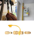 3/8 Inch Natural Gas Quick Connect Fittings, 100 Percent Solid Brass LP Gas Propane Hose Quick Disconnect Kit with adapter, installed view.