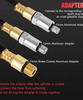 JIFETOR Cylinder Leak-Down Tester Kit with 10mm/12mm aluminum adapters and 14mm brass-coated aluminum adapter
