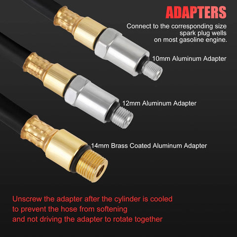JIFETOR Cylinder Leak-Down Tester Kit with 10mm/12mm aluminum adapters and 14mm brass-coated aluminum adapter