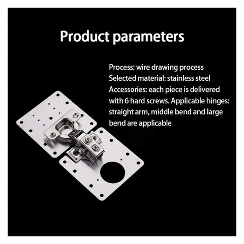 1 Pack Rotating Concealed Hinge Repair Plate for Cabinets and Cupboards with mounting accessories and screws, durable fittings