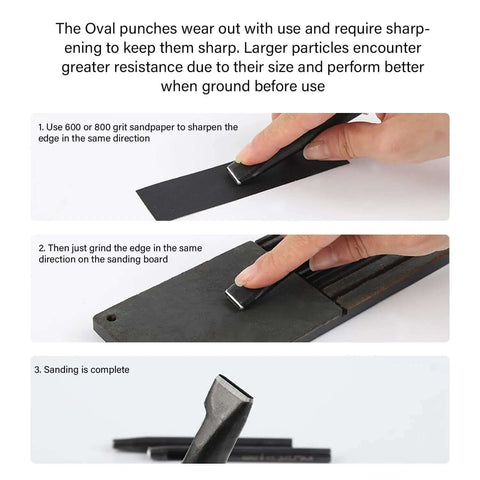 Sharpening the Oval Leather Hole Punch Tool For Belts And Watch Straps Heavy Duty Pro Grade Cutter For Leather DIY 2x3mm Holes