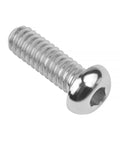 Close-up of Titanium Button Head Socket Cap Screw 1/4-20 Grade 5 Ti 6Al 4V Fully Threaded with Allen Hex Drive 1/2 Inch Length