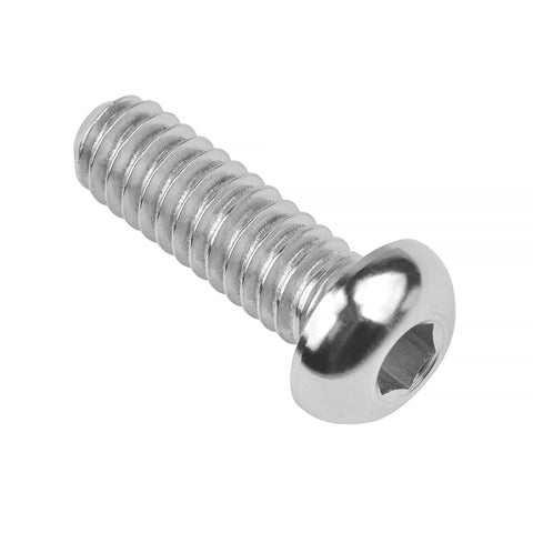 Close-up of Titanium Button Head Socket Cap Screw 1/4-20 Grade 5 Ti 6Al 4V Fully Threaded with Allen Hex Drive 1/2 Inch Length