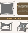 Waterproof Sun Shade Sail 8 By 10 Foot Dark Grey Canopy With Curved Edges installation guide for outdoor use and UV protection.