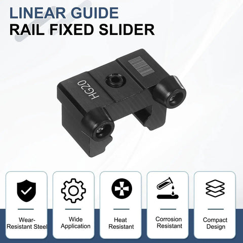 Beefy Two Pack HG20 Linear Guide Rail Fixed Slider Anti Collision Block Stopper shown with design and features icons