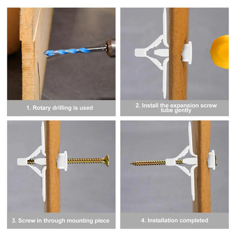 1 Set Wall Anchor Assortment For Drywall Self Drilling Butterfly Expansion Plugs ABS Nylon Heavy Duty Fastening Kit steps