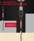 2.4-inch magnetic bit holder extension with knurled black cap and red shaft, hex bit visible