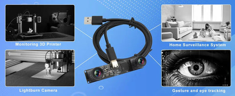 Ace Dual Lens Monochrome USB Camera Module Blitzing Global Shutter 210FPS 3D Stereo Vision Kit with USB cable and dual lenses.