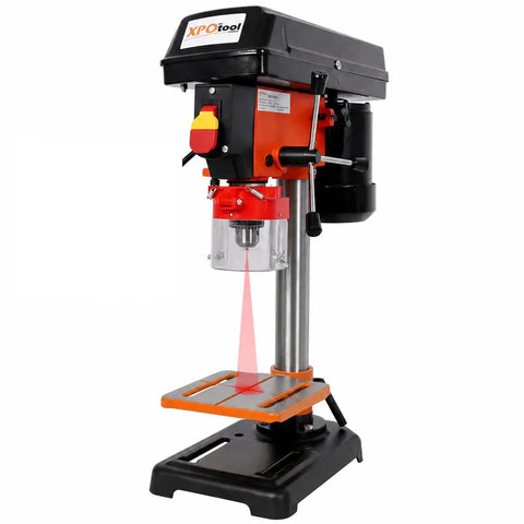 8 Inch Swing Benchtop Drill Press With Safe Laser Positioning And Digital Meter For Precise Drilling, compact design for woodworking and metalworking.