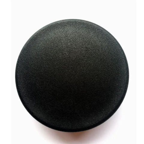 Top view of black Two And Three Eighths Inch Round Plastic Tubing End Caps for Round Metal Tube 60mm OD Fits ID Two Point Two to Two Point Three Inches Eight Pack Tough Insert End Caps for Home Garage and Outdoor Use