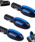 Ultimate Fuel Saver Plug and Play Device Drive Further and Save More Per Tank Portable Gas Economy Gadget for Cars Trucks and SUVs Reduces Waste and Improves Efficiency 3 Pack shown in blue, side view.