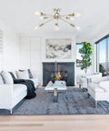 Ultra Sleek 8 Light Sputnik Chandelier In Brushed Nickel Semi Flush Mount Ceiling Light in modern living room