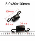 Heavy Gauge Extension Tension Springs With Secure Hook Ends Deliver Rock Solid Shock Absorption And Top Shelf Energy Storage Featuring A Five Millimeter Wire And Thirty Millimeter Outer Diameter For Built Tough Mechanical Projects, 5x30x100mm.