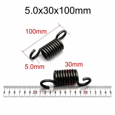 Heavy Gauge Extension Tension Springs With Secure Hook Ends Deliver Rock Solid Shock Absorption And Top Shelf Energy Storage Featuring A Five Millimeter Wire And Thirty Millimeter Outer Diameter For Built Tough Mechanical Projects, 5x30x100mm.