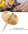 Watch Balance Wheel Bracket Copper Holder For Repairs in use with watch repair, showcasing precise calibrating tool.