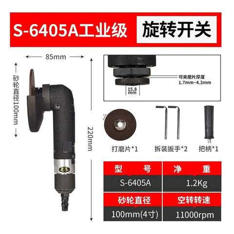 Heavy Duty Pneumatic Angle Grinder 4 Inch With Badass Air Power And Smooth Operation For Tight Spaces And Precision Work components.