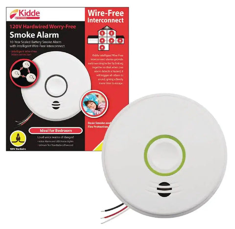 Hardwired Smoke Detector With 9 Volt Battery Backup For Home Safety Front Load Battery Door For Easy Battery Change