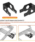Y-axis 42-stepper motor bracket for 3D printers, metal Nema 17 mount, fits 2040/4040 V-slot aluminum profiles (Kit C).