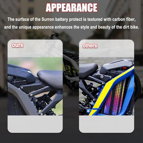 Imitation Carbon Fiber Battery Side Cover With Lock Guard For Light Bee X S X160 X260 Electric Dirt Bike Ebike Battery Wrap Protector Shield Tough PP Plastic