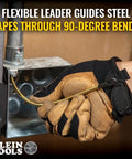 Top Shelf 13 Inch Flexible Fish Tape Leader For 1/8 Inch Steel Tapes, guiding steel tape through 90-degree bends with ease.