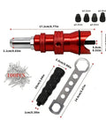 Upgrade Your Gear With This Ultimate Durability Drill Adapter For Riveting That Slaps With 100 AntiCorro Coated Rivets Perfect For Trailer Hacks HVAC Fixes And Snagging Stuck Bolts In Hard Metal Jobs Fast red drill rivet adapter, 17.2cm, with 100 rivets