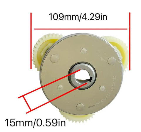 Dimensions of Beefed-Up 36T Nylon Planetary Gear Clutch Kit with Left Cable Exit for 500W to 1000W E Bike Hub Motors