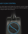 Front view of AC Infinity submersible water pump, black with blue vent ring