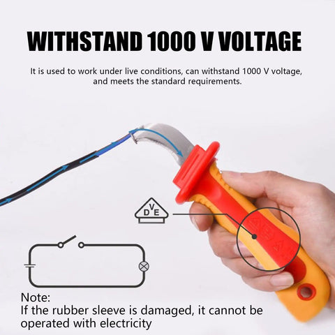 Dismantling Knife With 1000V Insulation For Electricians Fast Strip Cable Stripper And Wire Cutter Non Slip Grip Blade