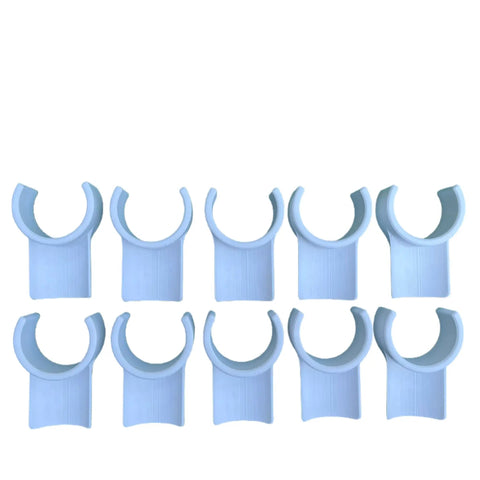 Set of ten Three Quarter Inch Jump Cups For Dog Agility Training, Snap On Fit For Factory Labeled PVC Pipe shown from above